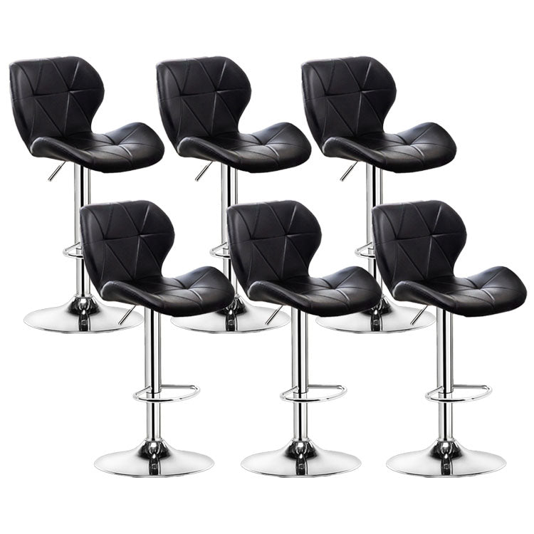 Scandinavian Metal Barstool Faux Leather Adjustable Counter Stool for Home