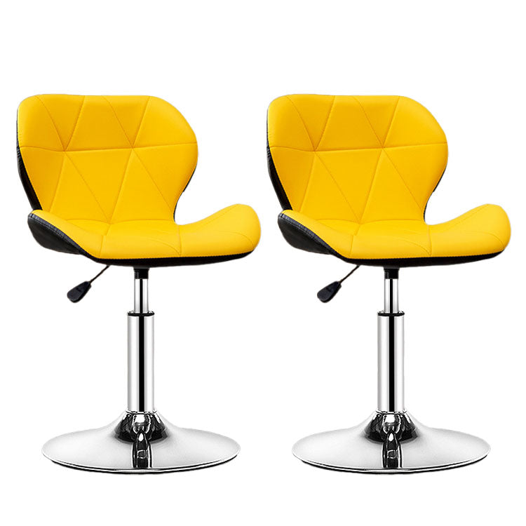 Scandinavian Metal Barstool Faux Leather Adjustable Counter Stool for Home