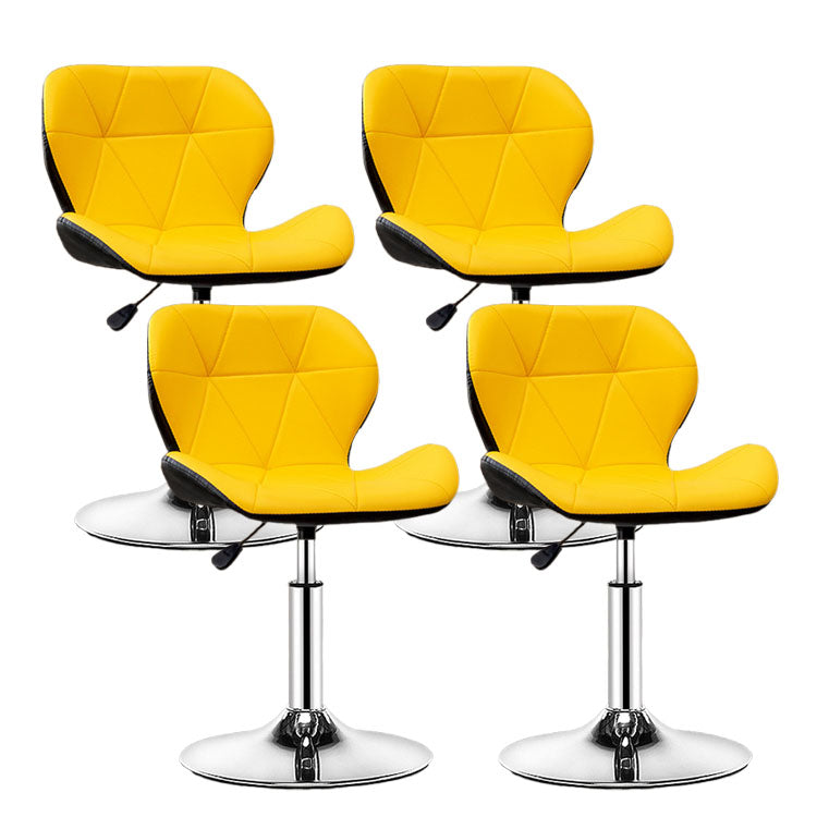 Scandinavian Metal Barstool Faux Leather Adjustable Counter Stool for Home