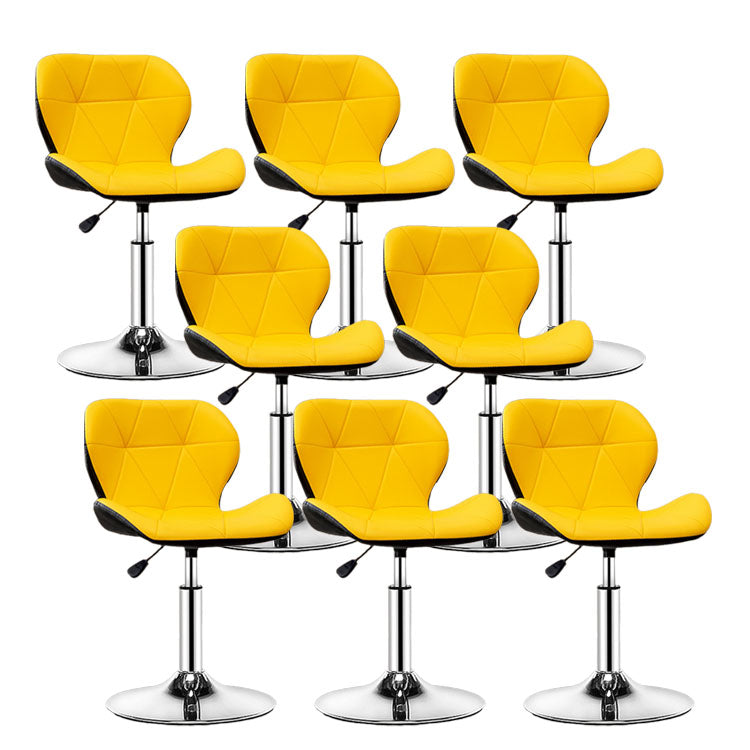 Scandinavian Metal Barstool Faux Leather Adjustable Counter Stool for Home