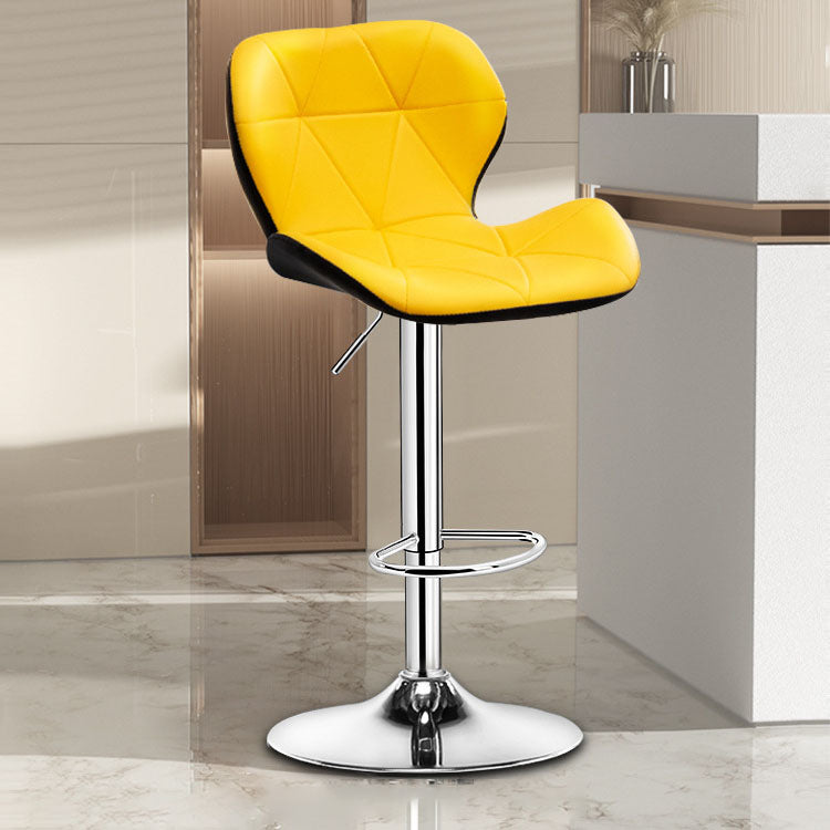Scandinavian Metal Barstool Faux Leather Adjustable Counter Stool for Home