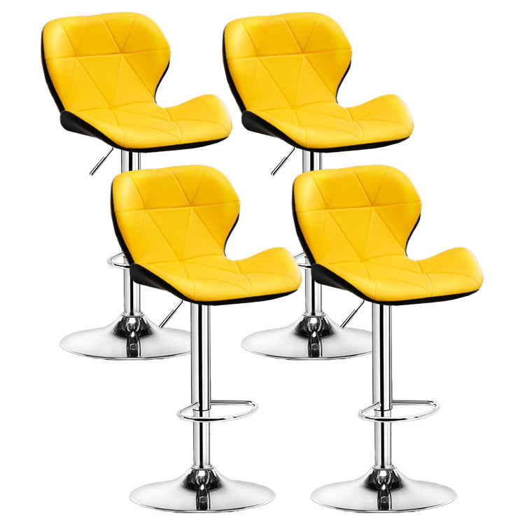 Scandinavian Metal Barstool Faux Leather Adjustable Counter Stool for Home