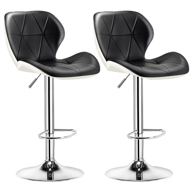 Scandinavian Metal Barstool Faux Leather Adjustable Counter Stool for Home