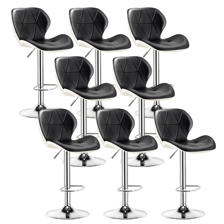 Scandinavian Metal Barstool Faux Leather Adjustable Counter Stool for Home