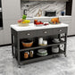 Modern Style Rolling Kitchen Cart Metal Rectangular Kitchen Island Cart with Open Storage