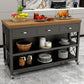 Modern Style Rolling Kitchen Cart Metal Rectangular Kitchen Island Cart with Open Storage