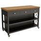 Modern Style Rolling Kitchen Cart Metal Rectangular Kitchen Island Cart with Open Storage