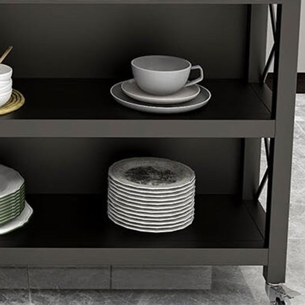 Carrello da cucina rotolante in stile moderno metallo carrello da cucina rettangolare con deposito aperto