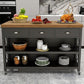 Modern Style Rolling Kitchen Cart Metal Rectangular Kitchen Island Cart with Open Storage