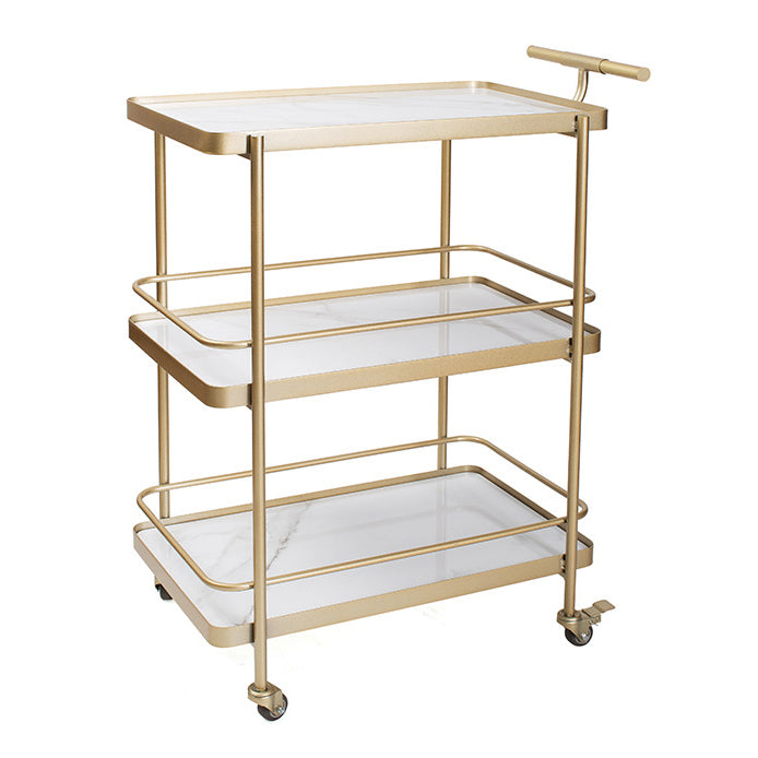 Contemporary 35.43"H Rolling Prep Table Rectangular Metal Prep Table for Dining Room