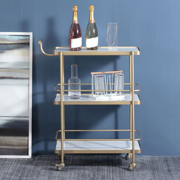 Contemporary 35.43"H Rolling Prep Table Rectangular Metal Prep Table for Dining Room