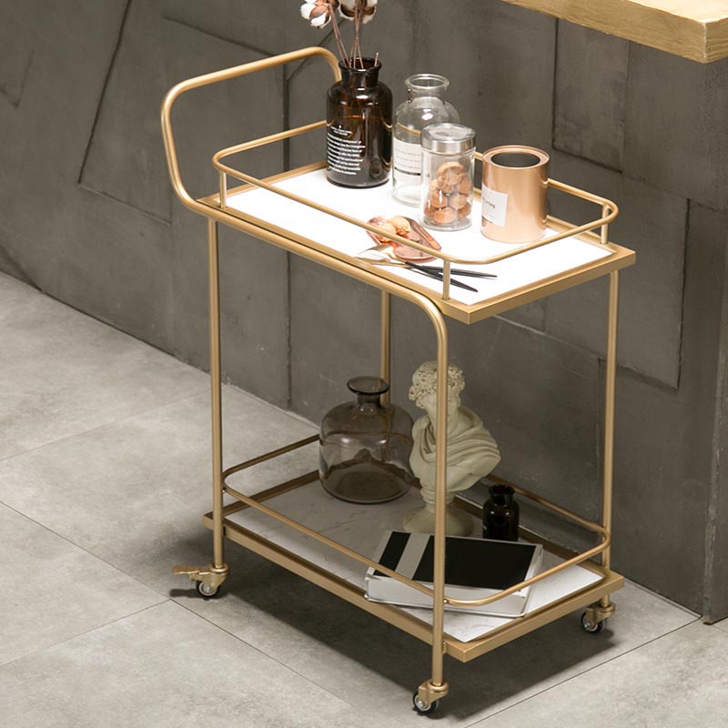 33.86" High Modern Style Rectangle Prep Table Rolling Metal Prep Table for Home