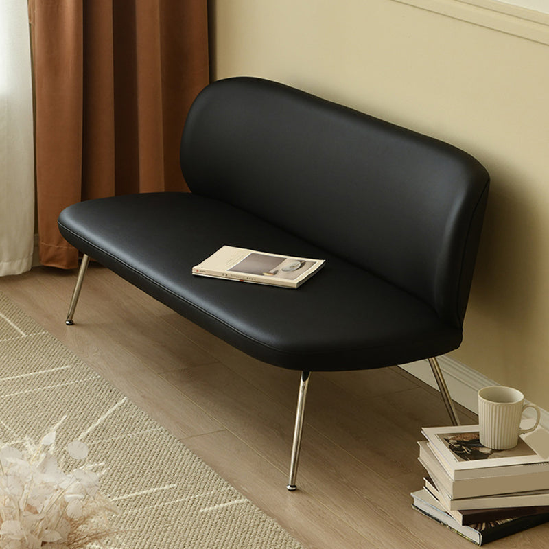 Faux Leather Modern Settee 2-seat Armless Seating in Black/Green Black Clearhalo 'furn' 'furn_sofas' 'Furniture' 'Living Room Furniture' 'Sofa' 'sofas' 5989982