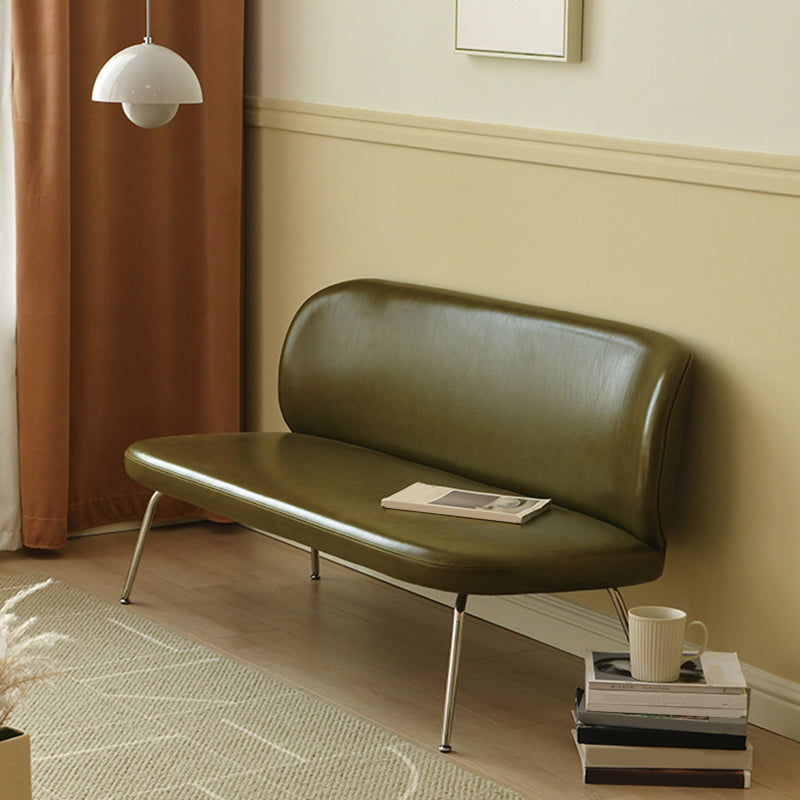 Faux Leather Modern Settee 2-seat Armless Seating in Black/Green Green Clearhalo 'furn' 'furn_sofas' 'Furniture' 'Living Room Furniture' 'Sofa' 'sofas' 5989983