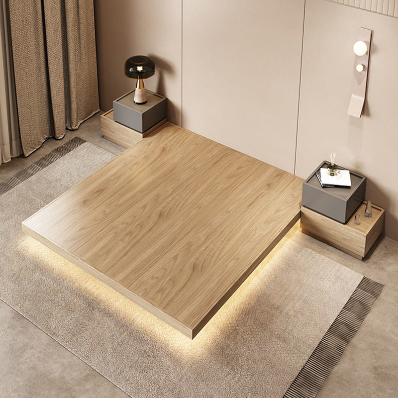 Pine Wood Platform Bed Frame in Natural,78.74 Inch Long with  Legs