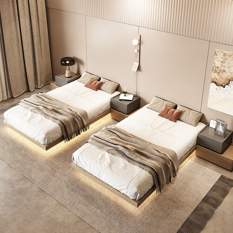 Pine Wood Platform Bed Frame in Natural,78.74 Inch Long with  Legs