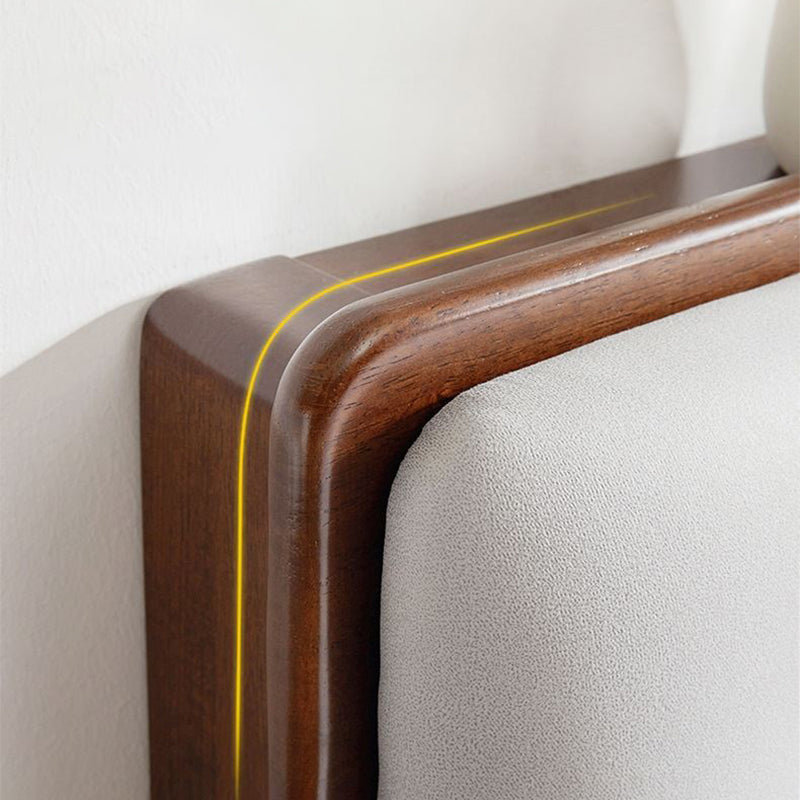 Cadre de lit de style milieu du siècle lit en bois massif avec tête de lit réglable