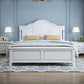84.65 inch Wide Mid-century Bed Frame Solid Wood Bed with Headboard