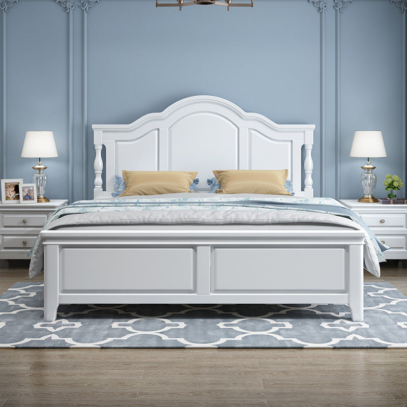 84.65 inch Wide Mid-century Bed Frame Solid Wood Bed with Headboard