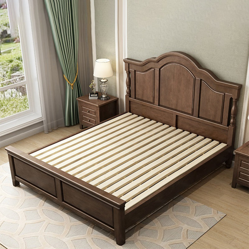 84.65 inch Wide Mid-century Bed Frame Solid Wood Bed with Headboard