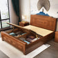 84.65 inch Wide Traditional Bed Frame Rubberwood Panel Bed with Headboard
