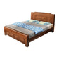 84.65 inch Wide Traditional Bed Frame Rubberwood Panel Bed with Headboard