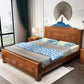 84.65 inch Wide Traditional Bed Frame Rubberwood Panel Bed with Headboard