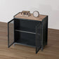 Armoire à accent industriel avec dessus en bois et pattes métalliques et 2 portes