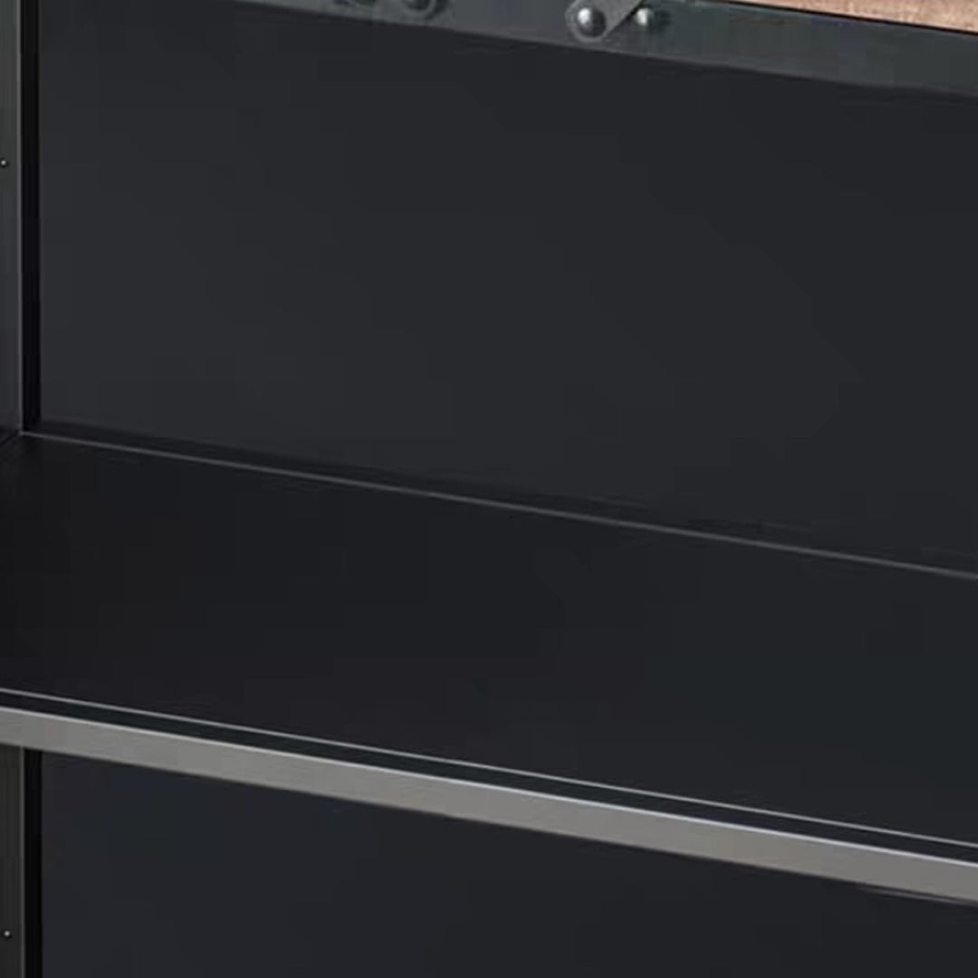 Armoire à accent industriel avec dessus en bois et pattes métalliques et 2 portes
