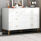 Contemporary White Wooden Chest with Drawers and Metal Legs Accent Chest