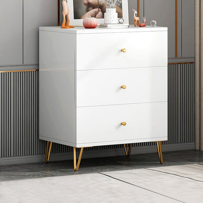 Contemporary White Wooden Chest with Drawers and Metal Legs Accent Chest