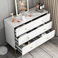Contemporary White Wooden Chest with Drawers and Metal Legs Accent Chest