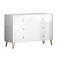 Contemporary White Wooden Chest with Drawers and Metal Legs Accent Chest