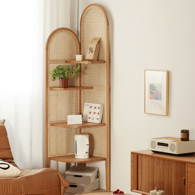 Mid-Century Modern Storage Cabinet with Adjustable Shelves Cabinet 18"L x 18"W x 71"H Natural Clearhalo 'Cabinets & Chests' 'cabinets_chests' 'furn' 'furn_cabinets_chests' 'Furniture' 'Living Room Furniture' 5995031