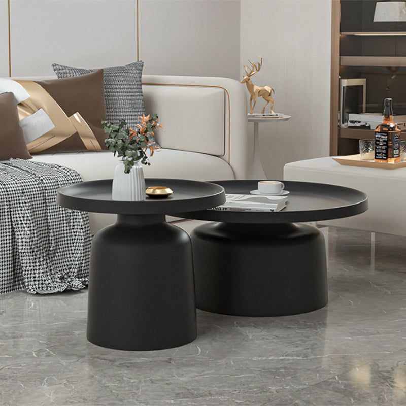 Mid-Century Iron Coffee Table Pedestal Round Tray Top Cocktail Table Set Clearhalo 'Coffee & Accent Tables' 'Coffee Tables' 'coffee_tables' 'furn' 'furn_coffee_tables' 'Furniture' 'Living Room Furniture' 5995122