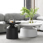 Mid-Century Iron Coffee Table Pedestal Round Tray Top Cocktail Table Set 29.5"L x 29.5"W x 14"H + 20"L x 20"W x 18"H White-Black Clearhalo 'Coffee & Accent Tables' 'Coffee Tables' 'coffee_tables' 'furn' 'furn_coffee_tables' 'Furniture' 'Living Room Furniture' 5995124