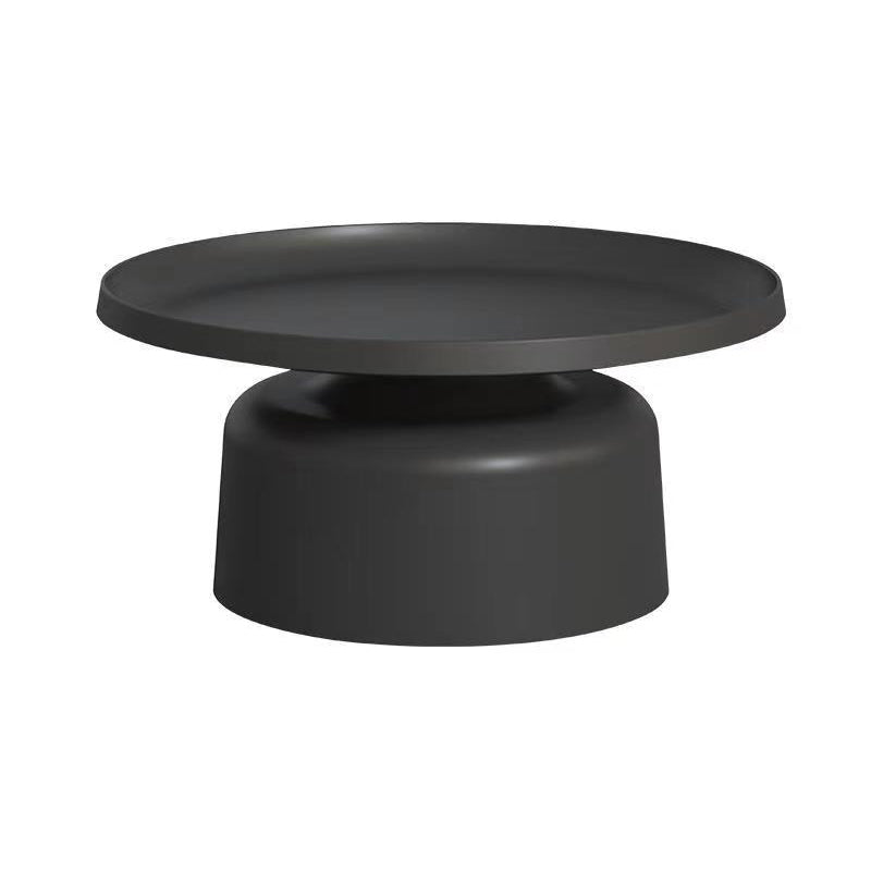 Mid-Century Iron Coffee Table Pedestal Round Tray Top Cocktail Table Set 30"L x 30"W x 14"H Black Clearhalo 'Coffee & Accent Tables' 'Coffee Tables' 'coffee_tables' 'furn' 'furn_coffee_tables' 'Furniture' 'Living Room Furniture' 5995126