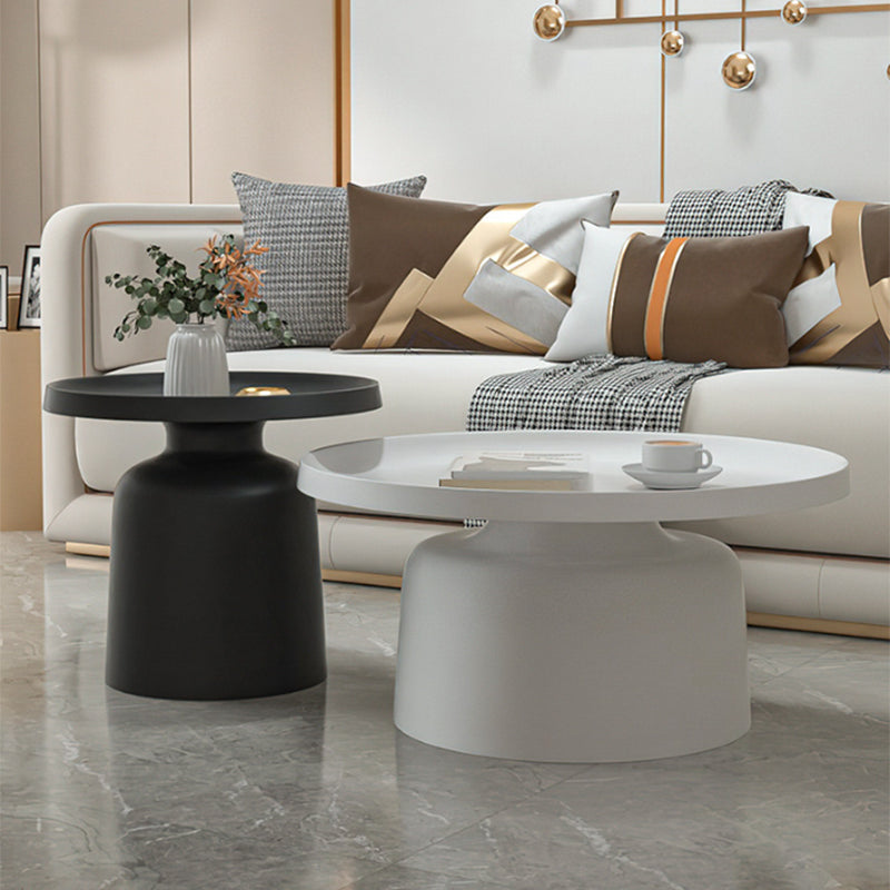 Mid-Century Iron Coffee Table Pedestal Round Tray Top Cocktail Table Set Clearhalo 'Coffee & Accent Tables' 'Coffee Tables' 'coffee_tables' 'furn' 'furn_coffee_tables' 'Furniture' 'Living Room Furniture' 5995135