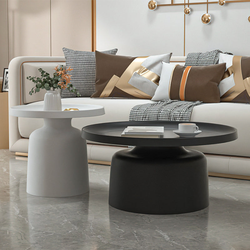 Mid-Century Iron Coffee Table Pedestal Round Tray Top Cocktail Table Set Clearhalo 'Coffee & Accent Tables' 'Coffee Tables' 'coffee_tables' 'furn' 'furn_coffee_tables' 'Furniture' 'Living Room Furniture' 5995136