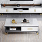 Modernism Rectangular Glass Top Coffee Table 1-Shelf 2-Drawer Cocktail Table Clearhalo 'Coffee & Accent Tables' 'Coffee Tables' 'coffee_tables' 'furn' 'furn_coffee_tables' 'Furniture' 'Living Room Furniture' 5995198