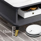 Modernism Rectangular Glass Top Coffee Table 1-Shelf 2-Drawer Cocktail Table Clearhalo 'Coffee & Accent Tables' 'Coffee Tables' 'coffee_tables' 'furn' 'furn_coffee_tables' 'Furniture' 'Living Room Furniture' 5995204