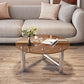 Table basse ronde en verre et acier, 3 pieds, 1 table basse simple
