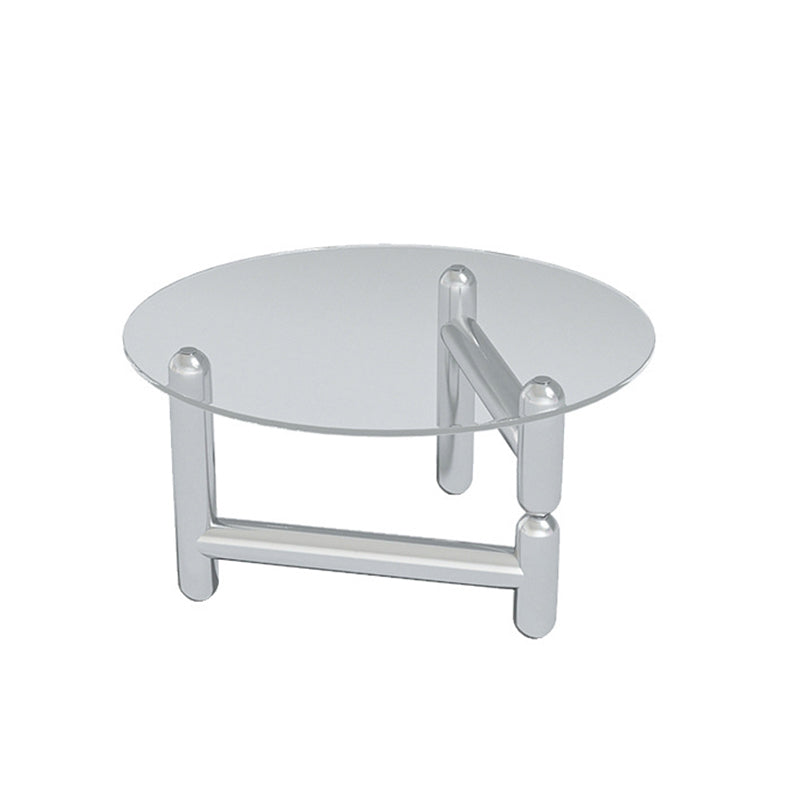 Table basse ronde en verre et acier, 3 pieds, 1 table basse simple