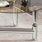 Table basse ronde en verre et acier, 3 pieds, 1 table basse simple
