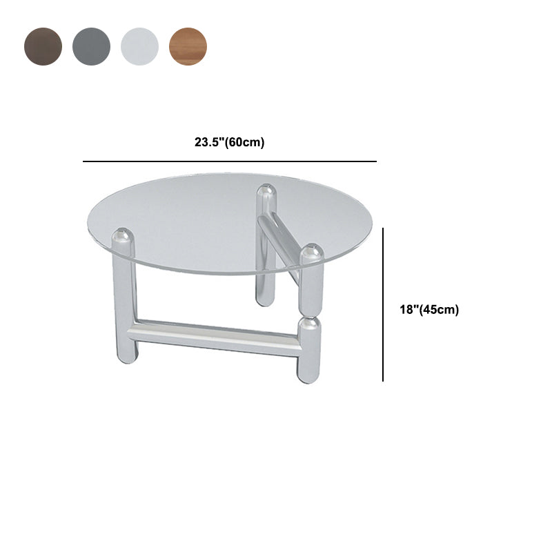 Table basse ronde en verre et acier, 3 pieds, 1 table basse simple