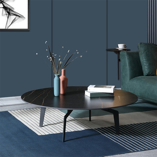 Glam Slate Coffee Cocktail Table Metal Black 4 Legs Cocktail Tabl