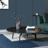 Tavolo da cocktail glam in ardesia in metallo nero 4 gambe tavolino