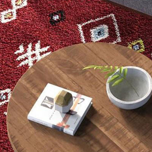 Tavolino rotondo in legno in legno con telaio metallico caffè in brone