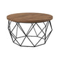 Tavolino rotondo in legno in legno con telaio metallico caffè in brone