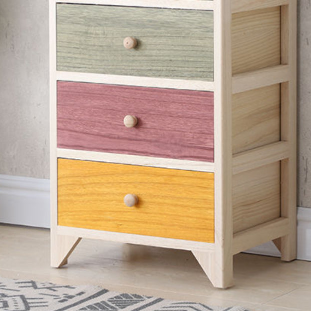 Industrial Accent Chest with Drawers and Wooden Legs Rectangle Chest